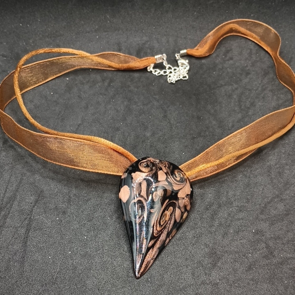 Hand Crafted Black and Brown Swirl Necklace
